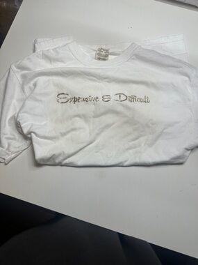 Comfort Colors White Tee with Sparkling Rose Gold Script